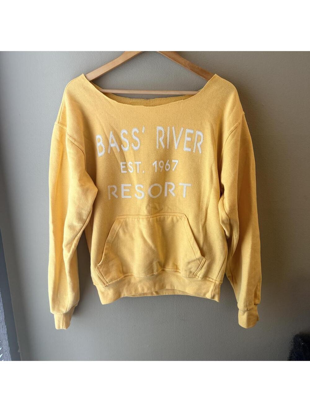 Yellow Bass’ River Resort Off-Shoulder Sweatshirt